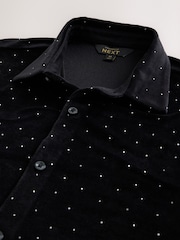 Black Velvet Jersey Short Sleeve Shirt - Image 7 of 8
