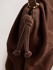 Chocolate Brown Suede Ruched Clutch Bag - Image 10 of 11