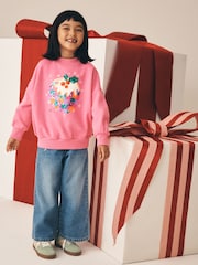Pink Christmas Pudding Sequin Sweatshirt (3-16yrs) - Image 2 of 4