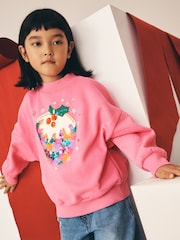 Pink Christmas Pudding Sequin Sweatshirt (3-16yrs) - Image 4 of 4