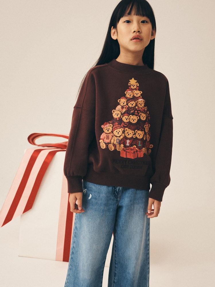 Chocolate Brown Teddy Bear Christmas - Mikina (3-16let) - Obrázek 1 z 4