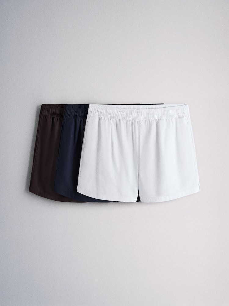The Set 3 Pack Turnover Waistband Shorts Navy Blue/White - Image 1 of 12