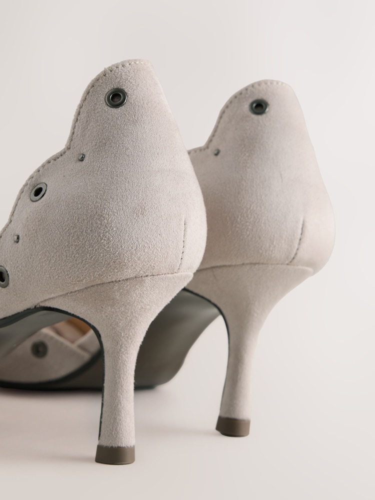Grey Forever Comfort® Faux Suede Eyelet Two Part Point Toe Heels - Image 10 of 10 Grey Forever Comfort® Faux Suede Eyelet Two Part Point Toe Heels - Image 10 of 10
