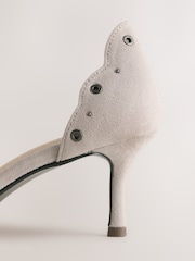 Grey Forever Comfort® Faux Suede Eyelet Two Part Point Toe Heels - Image 8 of 10