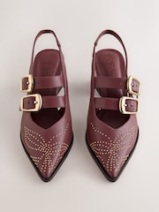 Burgundy Red Forever Comfort® Studded Slingback Heels - Image 5 of 9