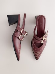 Burgundy Red Forever Comfort® Studded Slingback Heels - Image 6 of 9