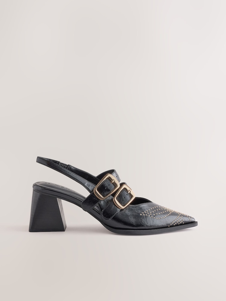 Schwarz - Forever Comfort® Studded Slingback Heels - Bild 1 von 5