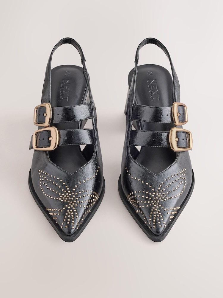 Schwarz - Forever Comfort® Studded Slingback Heels - Bild 2 von 5