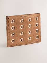 Jasnobrązowy - Eyelet Suedette Cardholder - Obraz 1 z 5