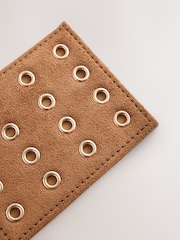 Jasnobrązowy - Eyelet Suedette Cardholder - Obraz 4 z 5