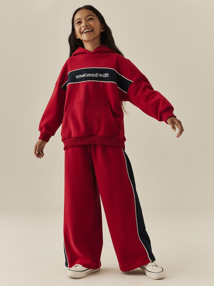 Red Hoodie And Wide Leg Joggers Set (3-16yrs) - Image 1 of 5