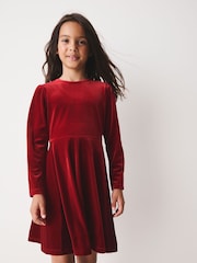 Red Velvet Skater Dress (3-16yrs) - Image 1 of 8