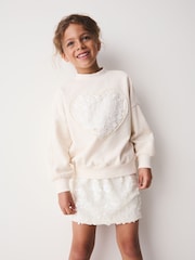 Cream Sequin Heart Sweatshirt and Skirt Set (3-16yrs) - Image 1 of 5