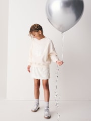 Cream Sequin Heart Sweatshirt and Skirt Set (3-16yrs) - Image 2 of 5