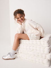 Cream Sequin Heart Sweatshirt and Skirt Set (3-16yrs) - Image 3 of 5