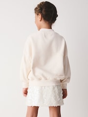 Cream Sequin Heart Sweatshirt and Skirt Set (3-16yrs) - Image 4 of 5