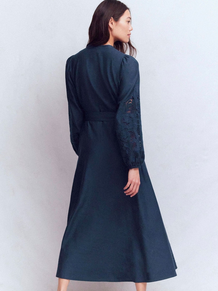 mae linen blend shirt dress Boden Women's Mae Linen Blend Shirt Dress in Blue