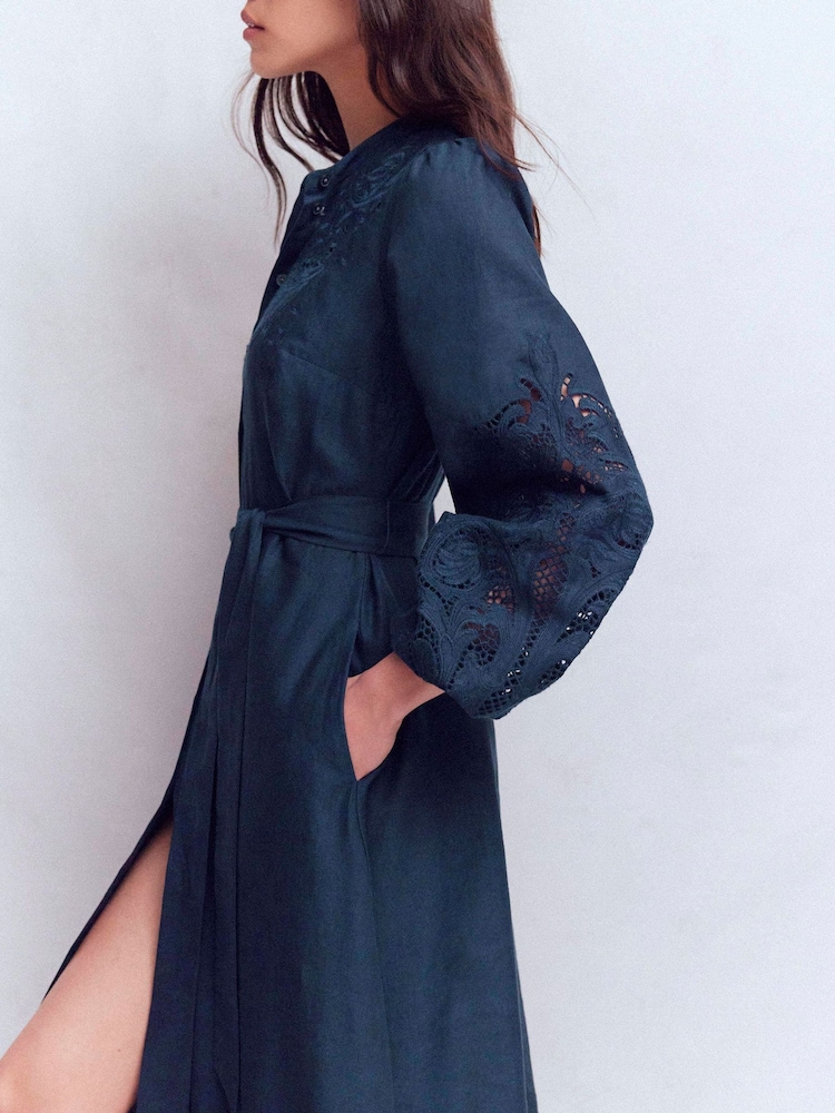 mae linen blend shirt dress BODEN Mae Linen Blend Shirt Dress