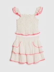 River Island Cream Shirred Beach Top & Skirt Set - Image 2 of 4