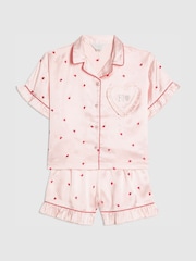 River Island Pink Heart Satin Pyjamas - Image 3 of 5
