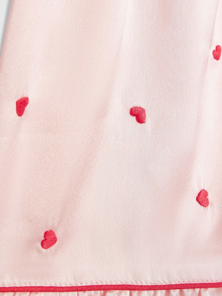 River Island Pink Heart Satin Pyjamas - Image 5 of 5