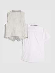 River Island Blue Tailored Waistcoat Shirt & Bow Tie Set 3 Piece - Image 2 of 6
