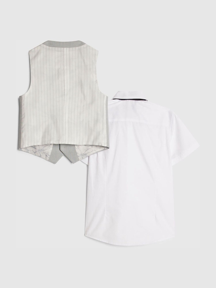 River Island Blue Tailored Waistcoat Shirt & Bow Tie Set 3 Piece - Image 2 of 6