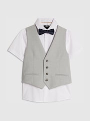 River Island Blue Tailored Waistcoat Shirt & Bow Tie Set 3 Piece - Image 3 of 6