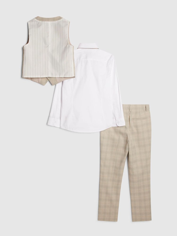 River Island Brown Tailored Waistcoat Shirt Bow Tie & Suit Trousers Set 4 Piece - Image 2 of 6