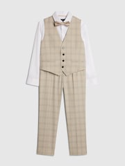 River Island Brown Tailored Waistcoat Shirt Bow Tie & Suit Trousers Set 4 Piece - Image 3 of 6