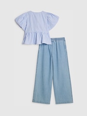 River Island Blue Seersucker Top & Jeans Set - Image 2 of 5