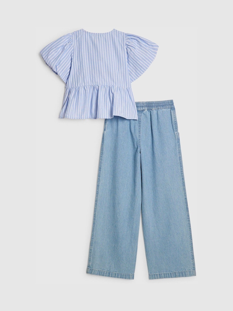 River Island Blue Seersucker Top & Jeans Set - Image 2 of 5