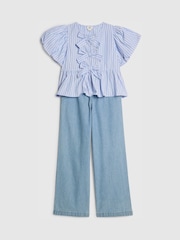 River Island Blue Seersucker Top & Jeans Set - Image 3 of 5