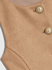 River Island Brown Suedette Waistcoat & Shorts Set - Image 4 of 5