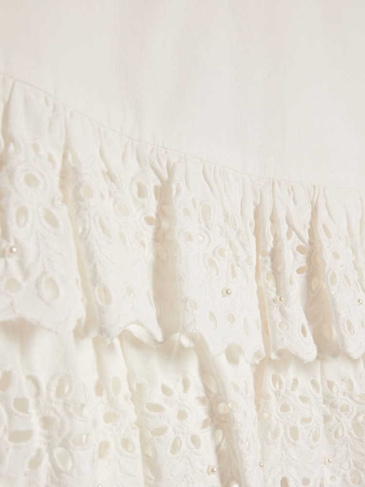 River Island White Denim Jacket & Broderie Skirt Set - Image 4 of 4