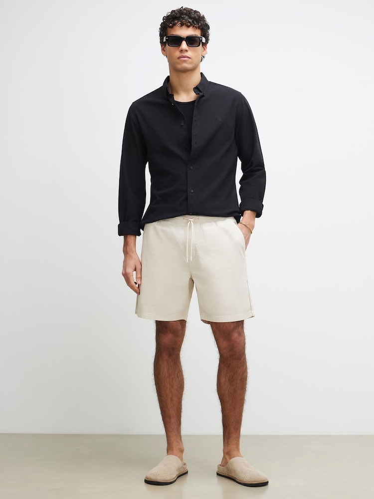 River Island Natural Linen Look Pull On Shorts - Image 1 of 4