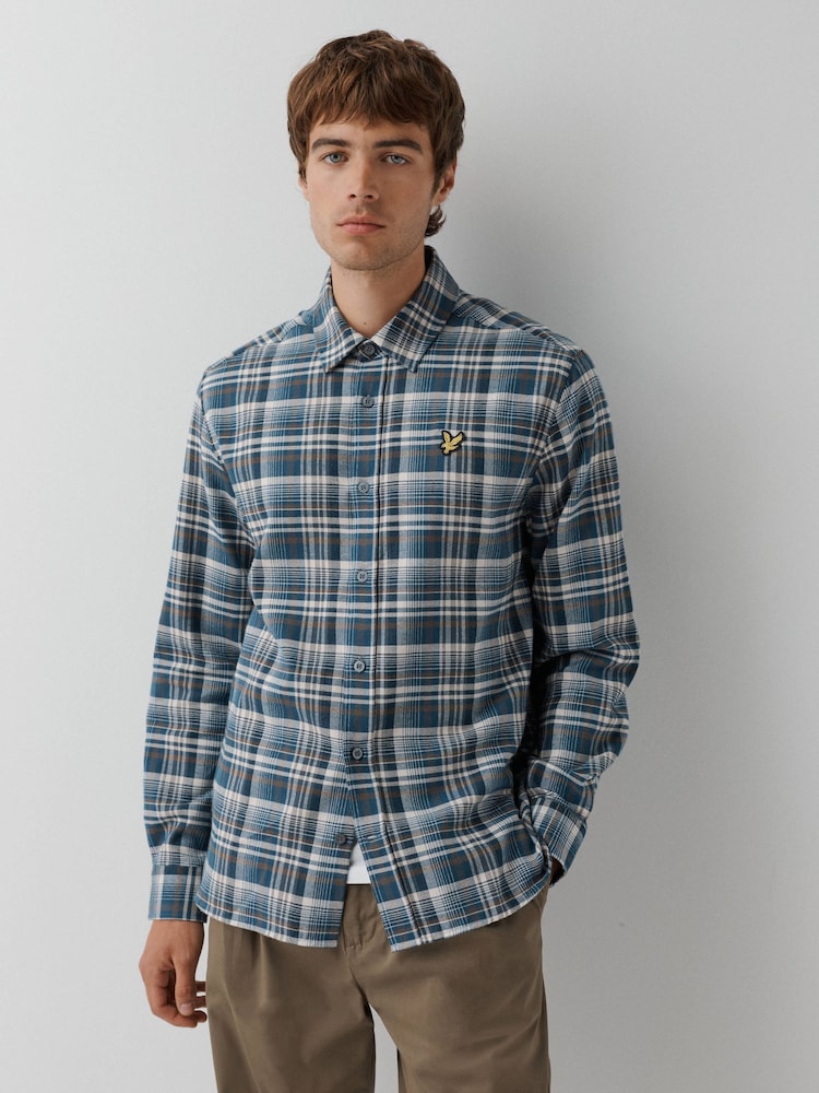 Lyle & Scott Blue Offset Check Shirt - Image 1 of 5 Lyle & Scott Blue Offset Check Shirt - Image 1 of 5