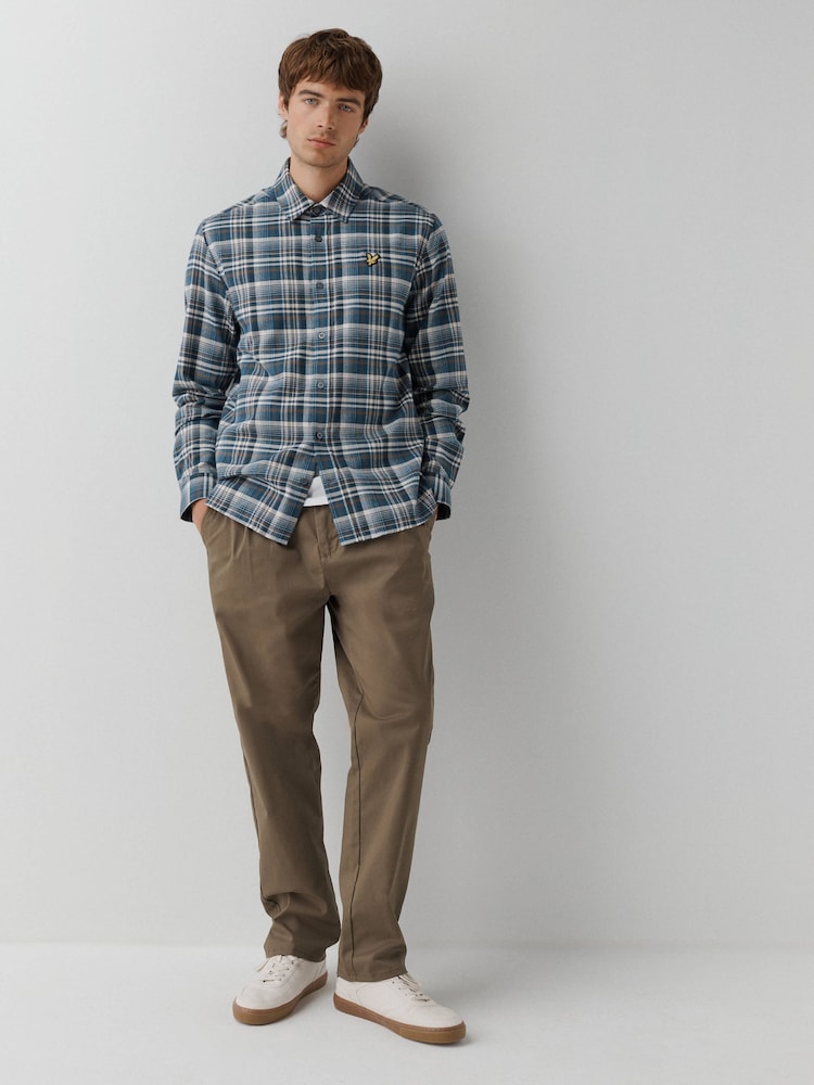 Lyle & Scott Blue Offset Check Shirt - Image 2 of 5 Lyle & Scott Blue Offset Check Shirt - Image 2 of 5