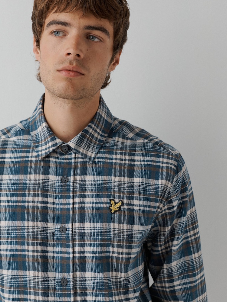 Lyle & Scott Blue Offset Check Shirt - Image 5 of 5 Lyle & Scott Blue Offset Check Shirt - Image 5 of 5