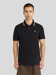 Melns - Lyle & Scott Tipped Track Polo T-krekls - Attēls 1 no 6