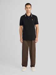 Melns - Lyle & Scott Tipped Track Polo T-krekls - Attēls 2 no 6