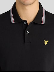 Melns - Lyle & Scott Tipped Track Polo T-krekls - Attēls 3 no 6