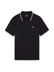 Melns - Lyle & Scott Tipped Track Polo T-krekls - Attēls 5 no 6