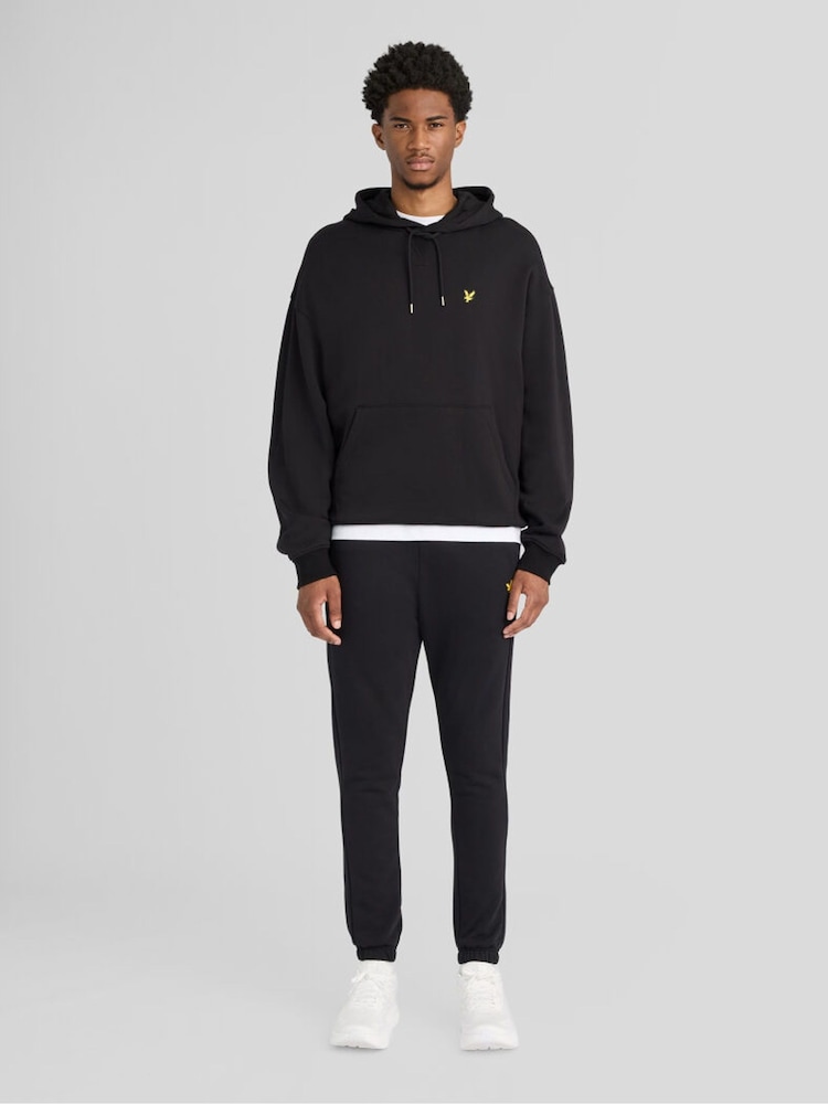 Lyle & Scott Black Heavyweight Loopback Pullover Hoodie - Image 2 of 6 Lyle & Scott Black Heavyweight Loopback Pullover Hoodie - Image 2 of 6