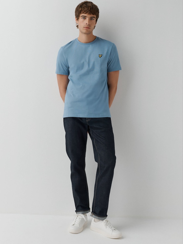 Lyle & Scott Sky Blue Crew Neck Cotton T-Shirt - Image 2 of 5 Lyle & Scott Sky Blue Crew Neck Cotton T-Shirt - Image 2 of 5