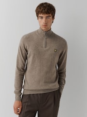 Lyle & Scott Green Lambswool Blend Quarter Zip Jumper - Image 1 of 4