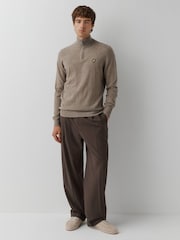 Lyle & Scott Green Lambswool Blend Quarter Zip Jumper - Image 2 of 4