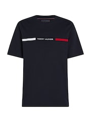 Albastru - Tommy Hilfiger Logo Embroidery Insert Jersey T-Shirt - Imaginea 4 din 6