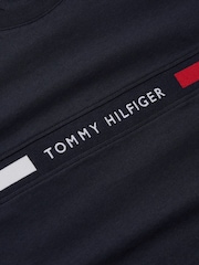 Albastru - Tommy Hilfiger Logo Embroidery Insert Jersey T-Shirt - Imaginea 6 din 6