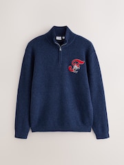 Navy Blue Felix the Cat - Pull confortable décontracté à col zippé - Image 5 de 7